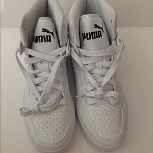 PUMA Rebound LayUp Nubuk Mens Basketball Classic White Sneakers Size 10 NWOT